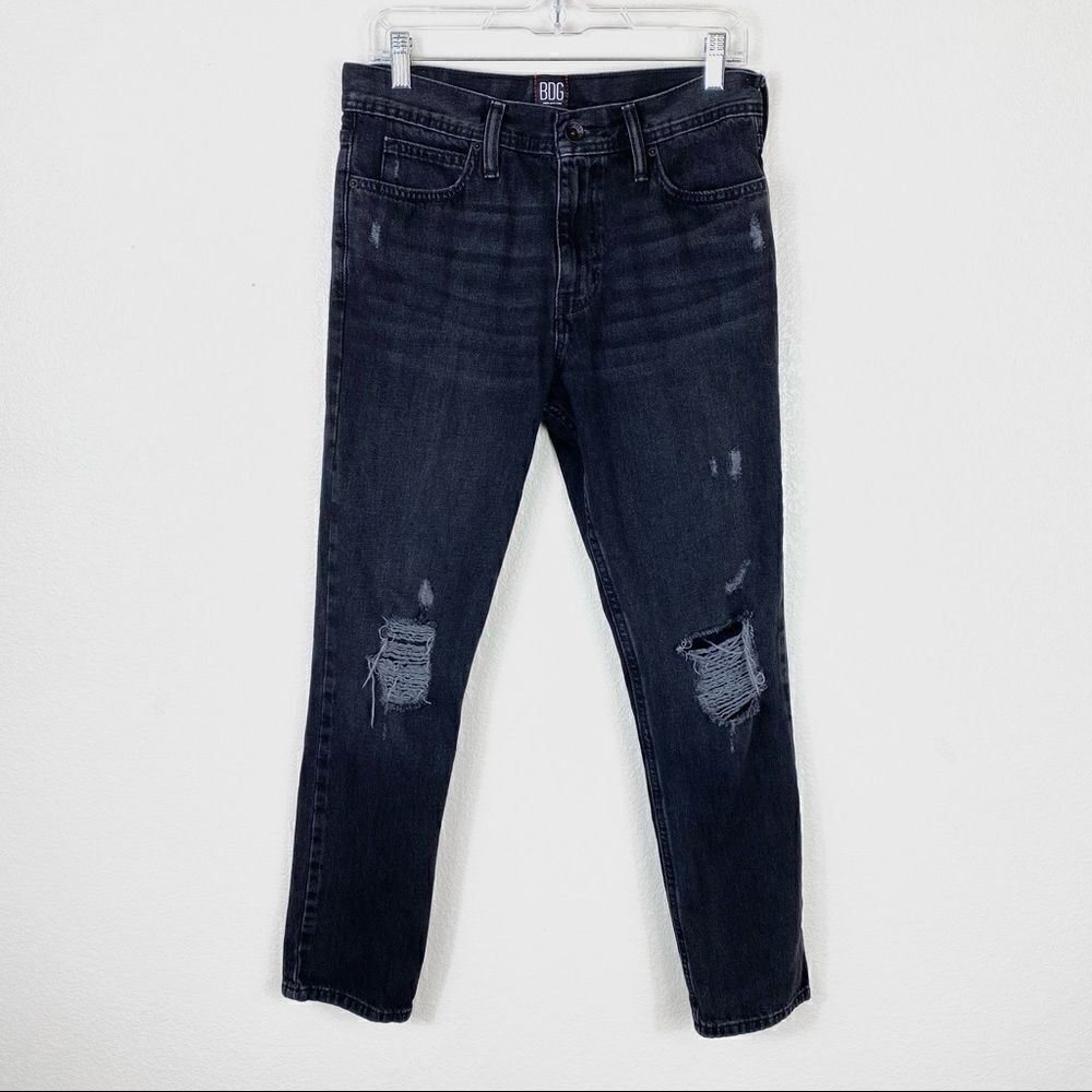 BDG Dad Slim Tapered Fit Black Distressed Jeans